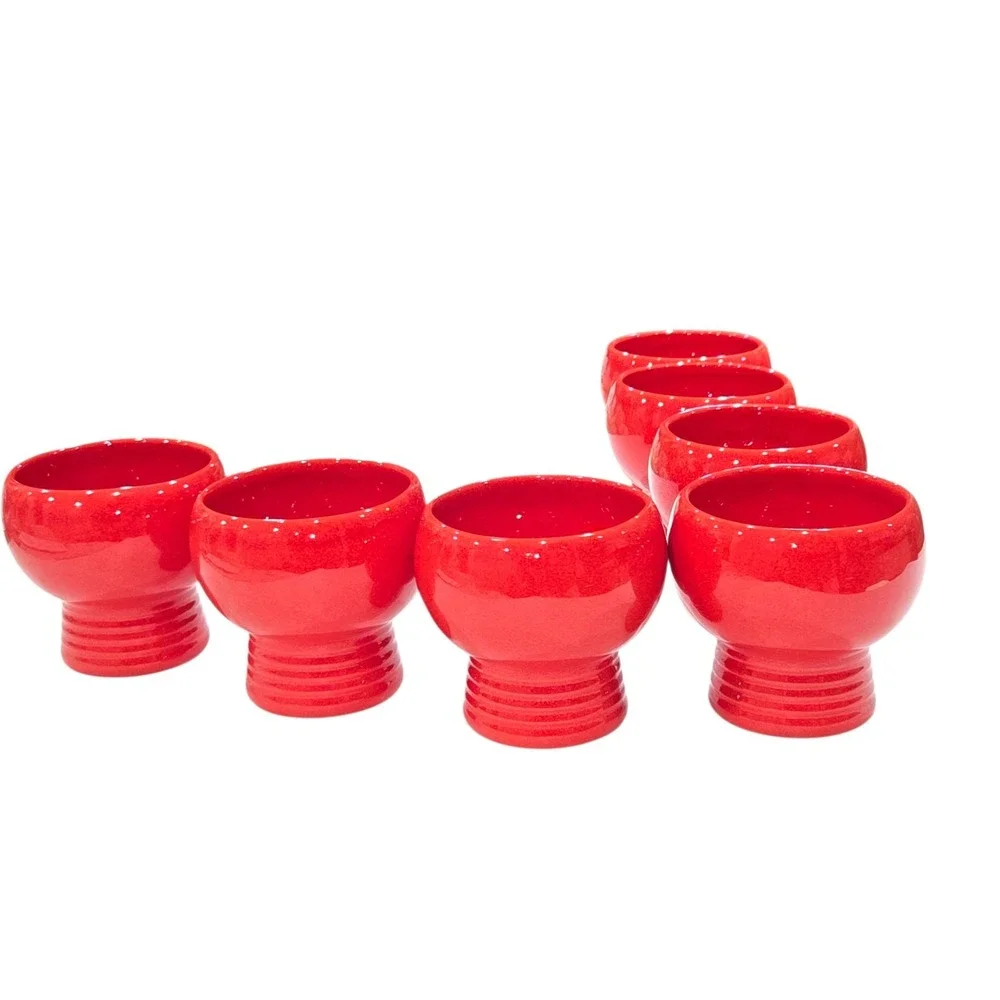 Waechtersbach West Germany Vintage Red Ceramic Goblet Set of 7‎ MCM Cups Chalice
